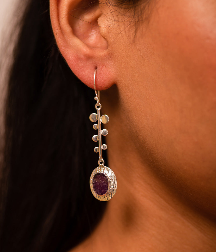 Rough Amethyst Latkan Earrings