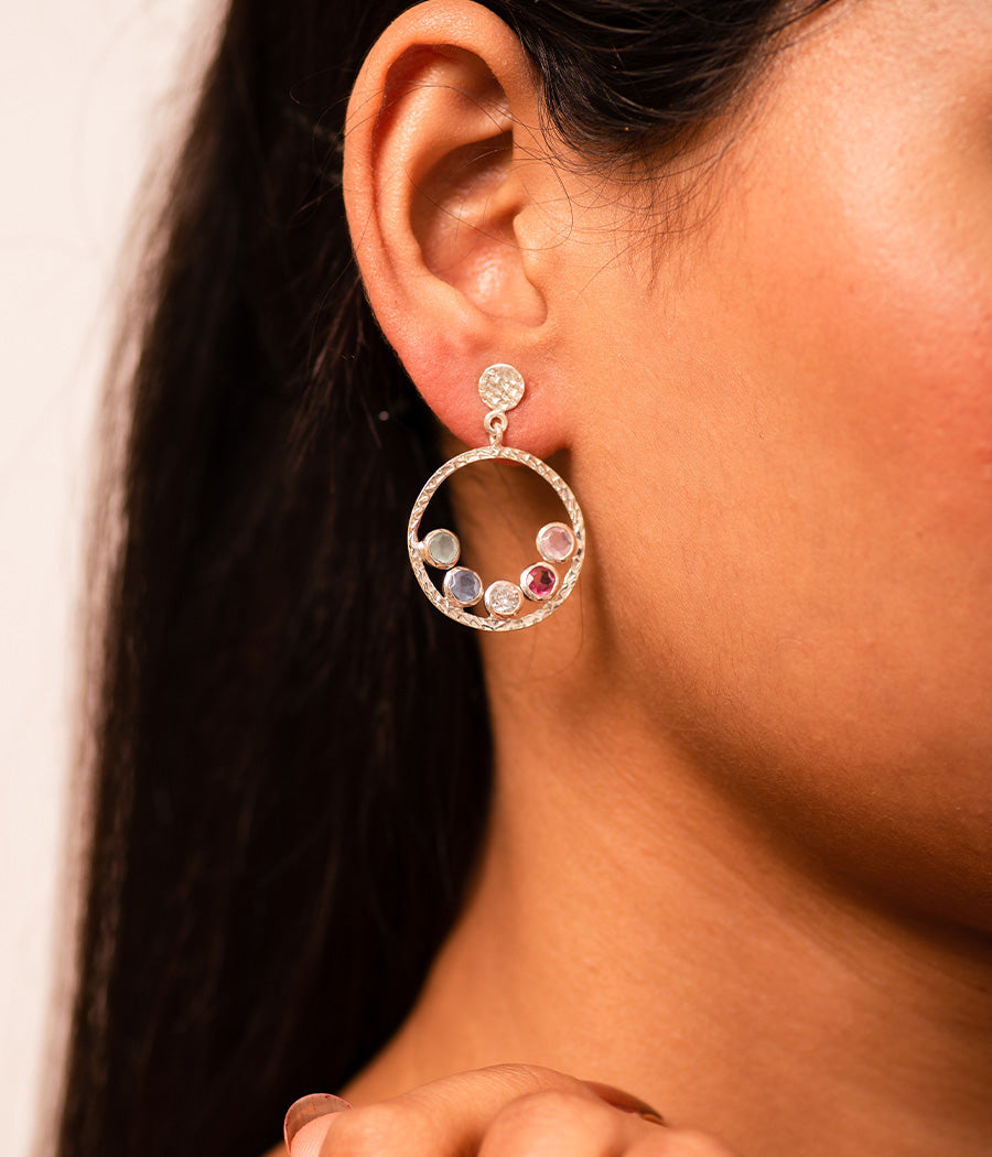 5-Gem Loop Earrings