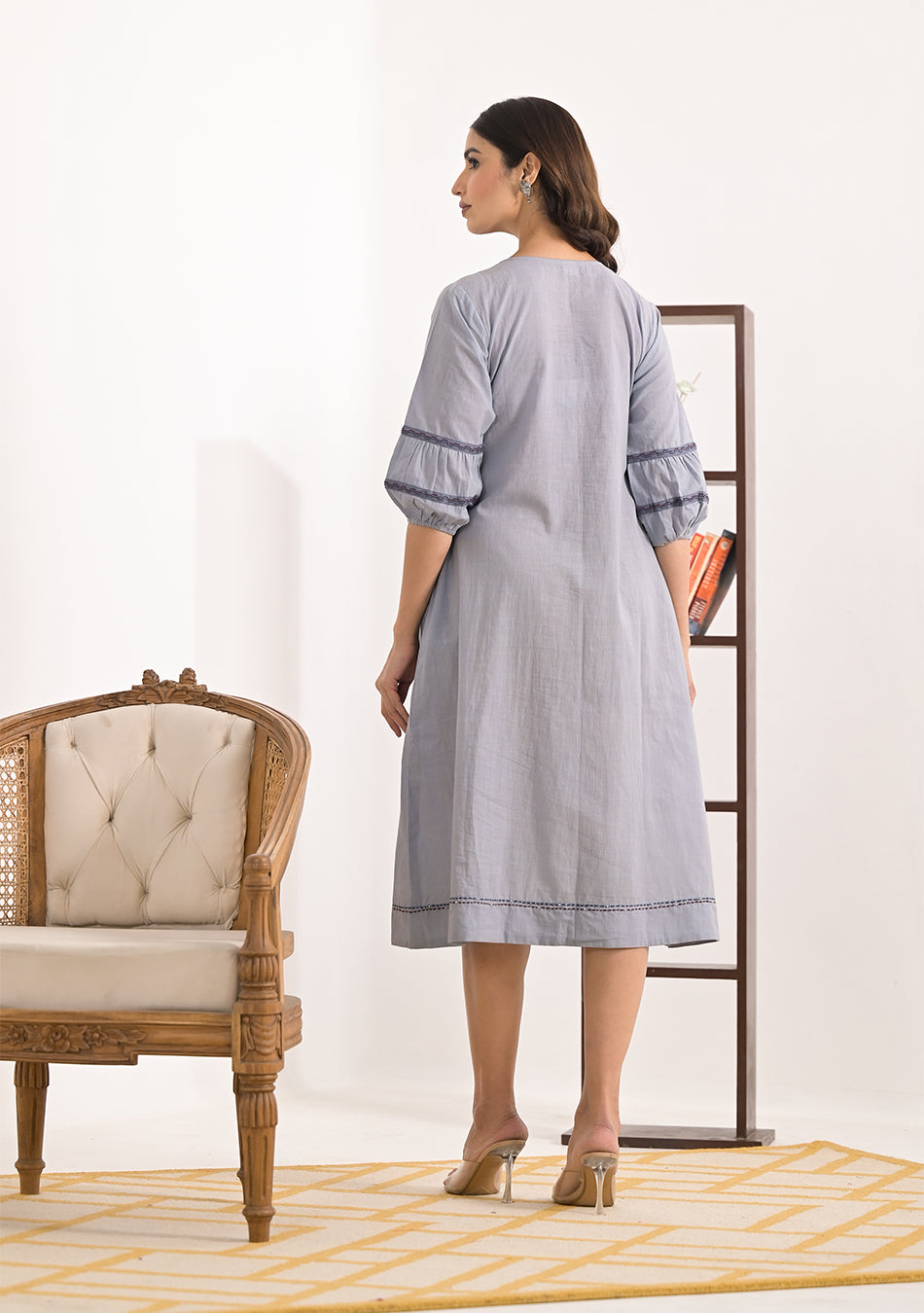 Grey Schiffli Dress