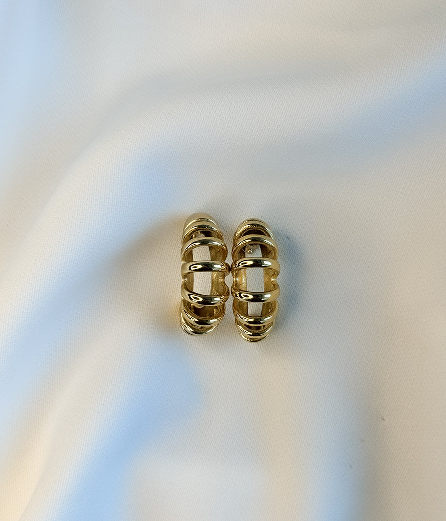 GOLDEN CRESCENT STUD EARRINGS