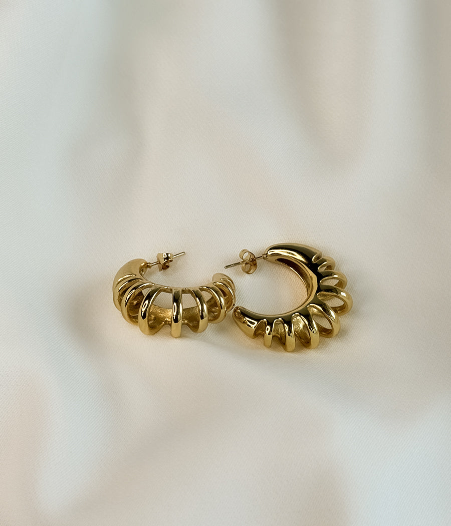 GOLDEN CRESCENT STUD EARRINGS