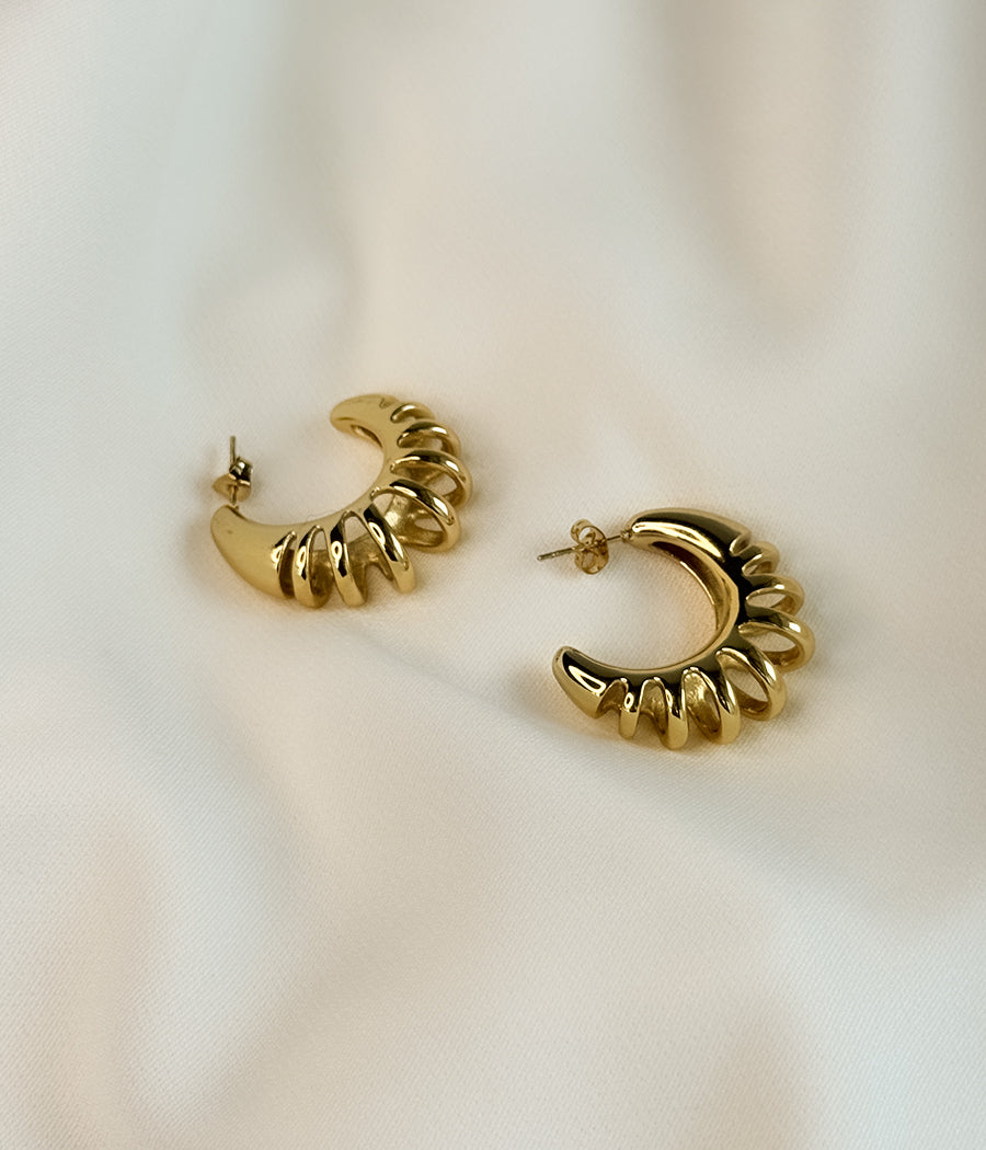 GOLDEN CRESCENT STUD EARRINGS