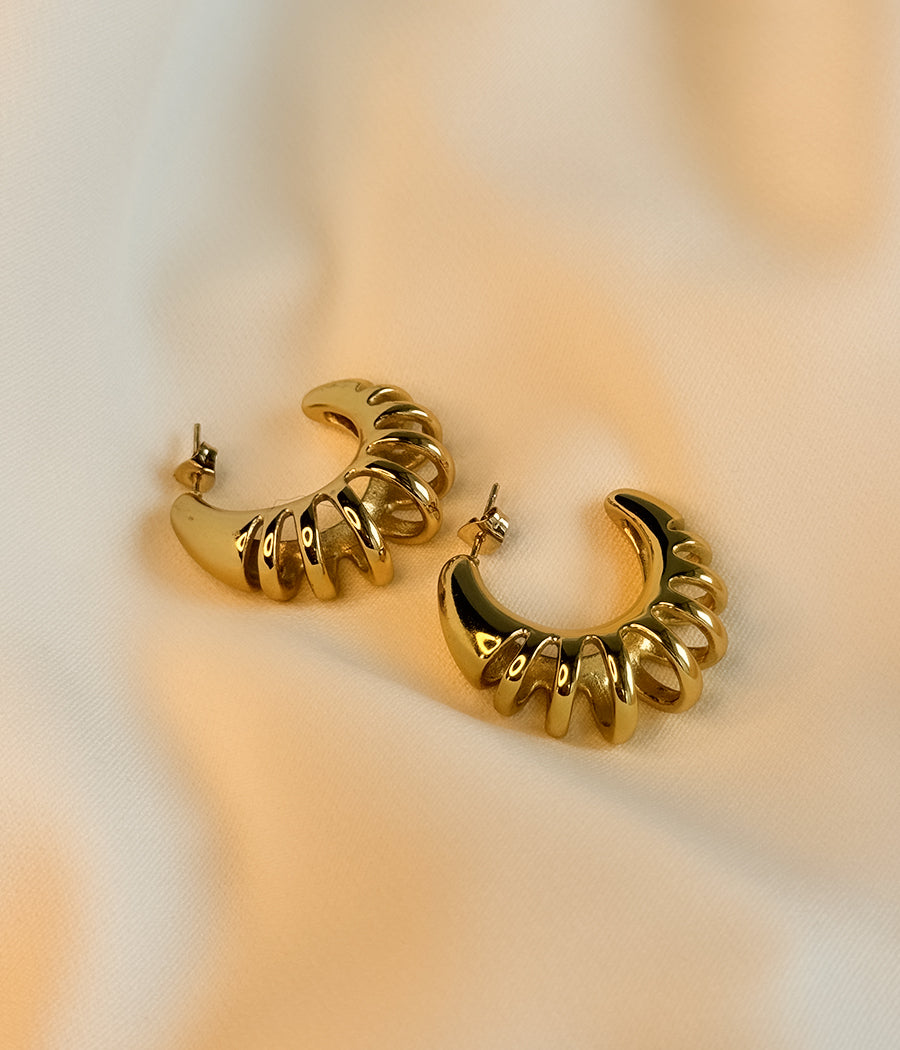 GOLDEN CRESCENT STUD EARRINGS