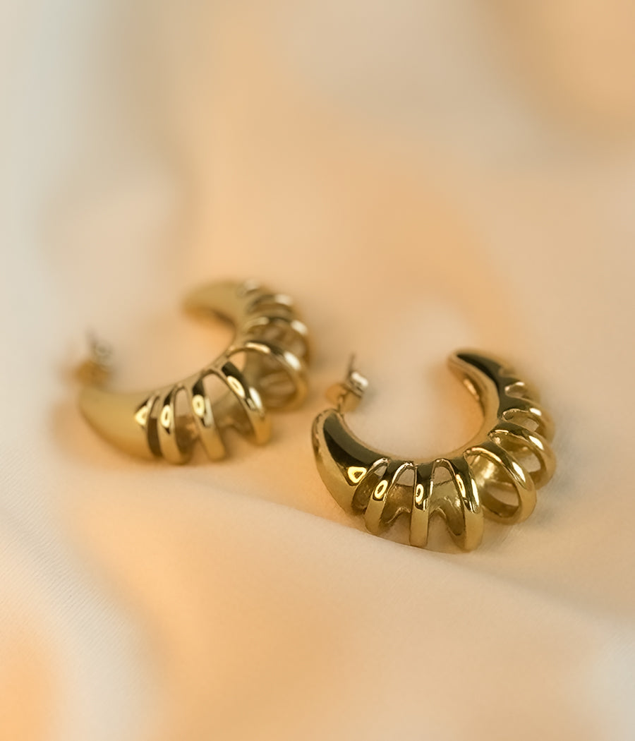 GOLDEN CRESCENT STUD EARRINGS