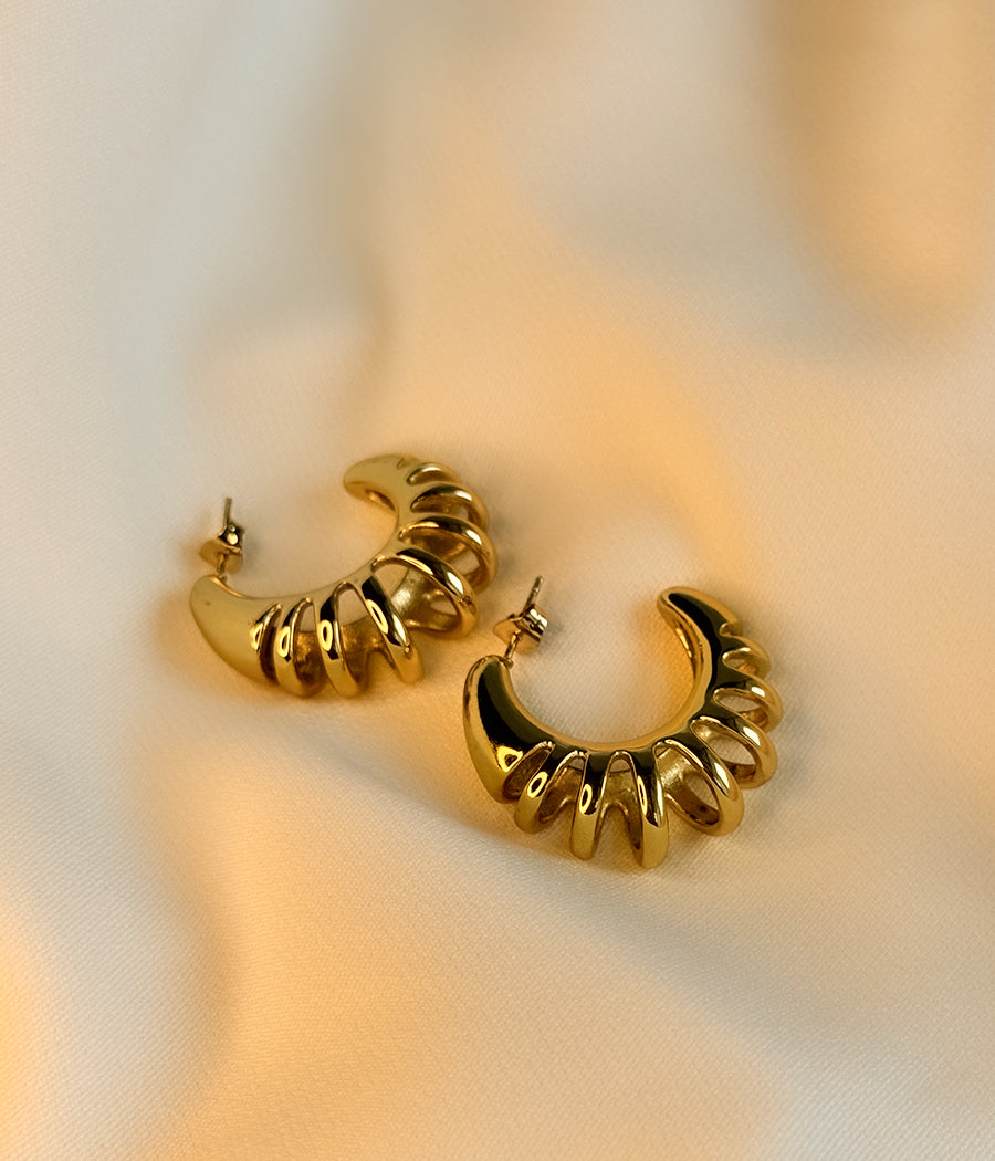 GOLDEN CRESCENT STUD EARRINGS