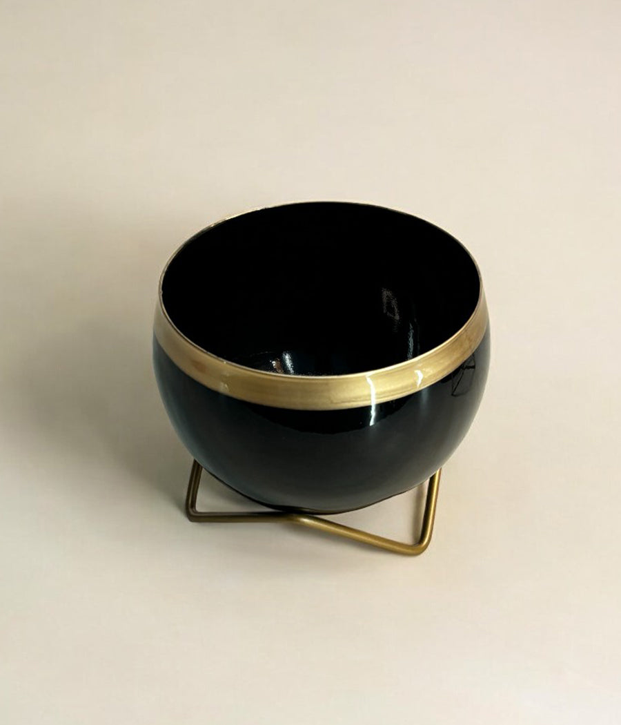 Black Gold Metal Planter With Stand