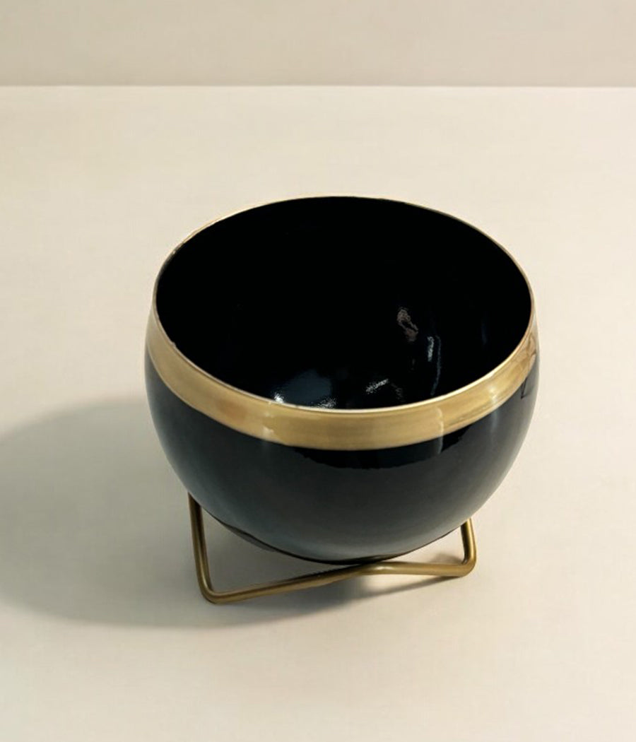 Black Gold Metal Planter With Stand