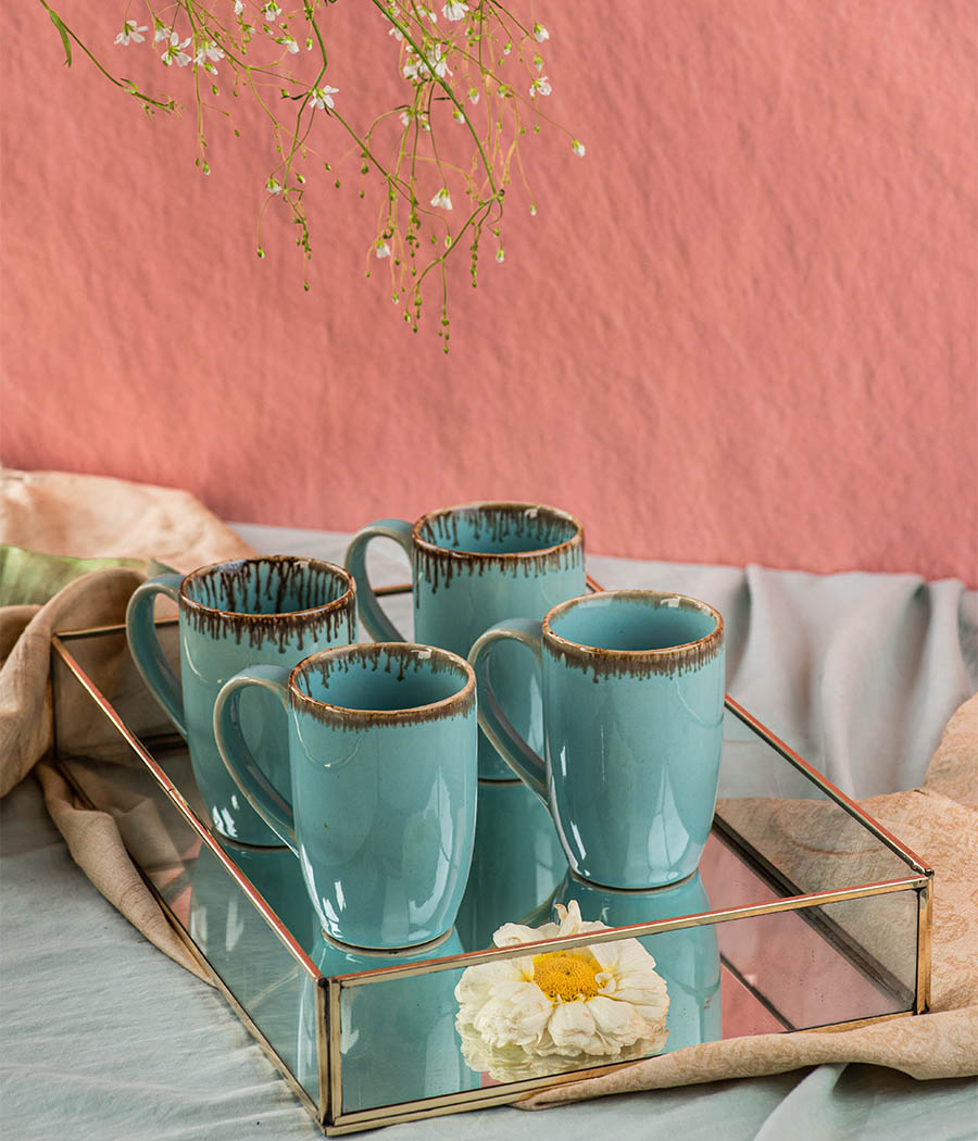 Baby Blue Macaw Ceramic Mugs Set