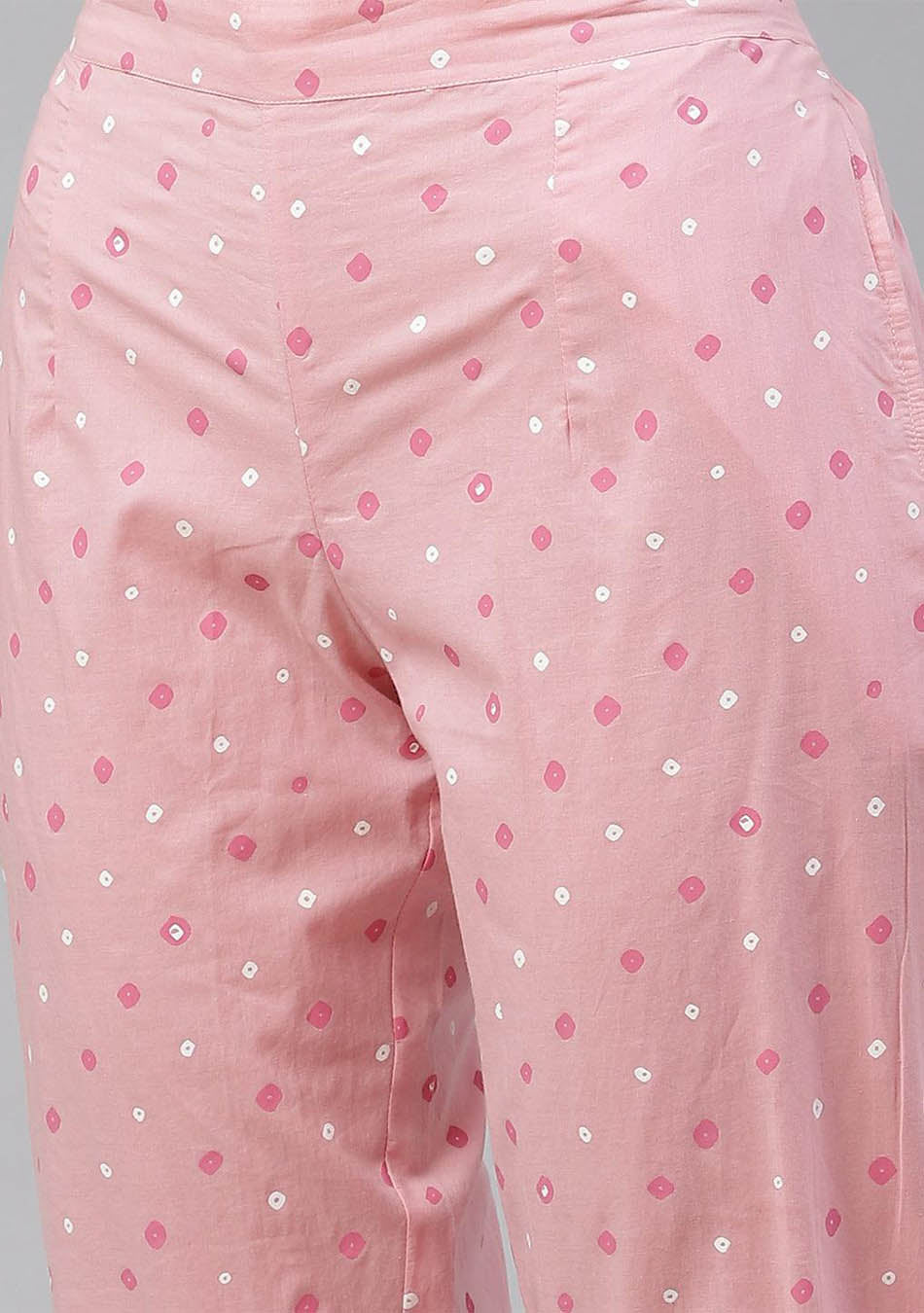 Pink Cotton A-Line Kurta Pant Set with Dupatta