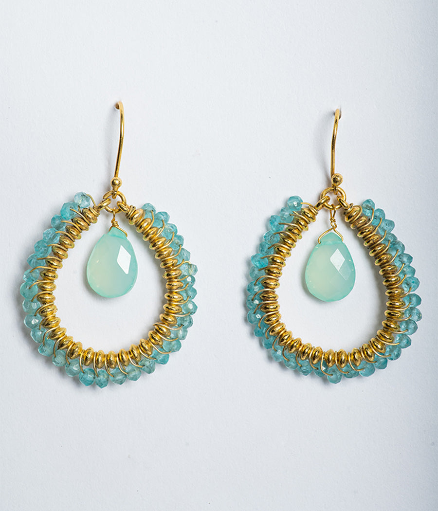 Aquamarine Apatite Gold-Plated Earrings