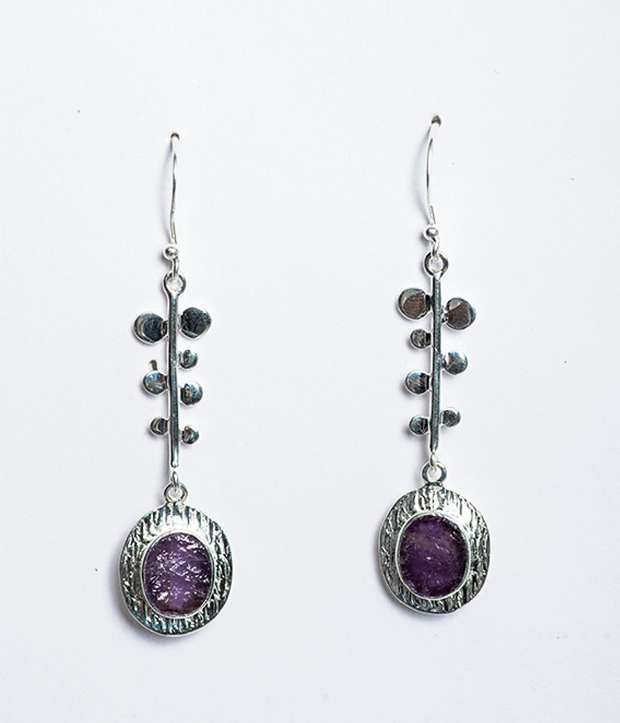 Rough Amethyst Latkan Earrings