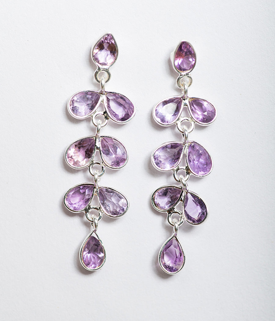 Amethyst Flower Drop Earrings